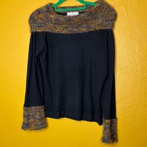 Mia Nola Used Great condition. Women's Black Sweater with Colorful Knit Accents